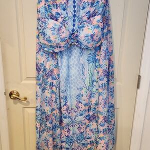 Lilly Pullitzer Floral Blue and Pink Maxi Dress